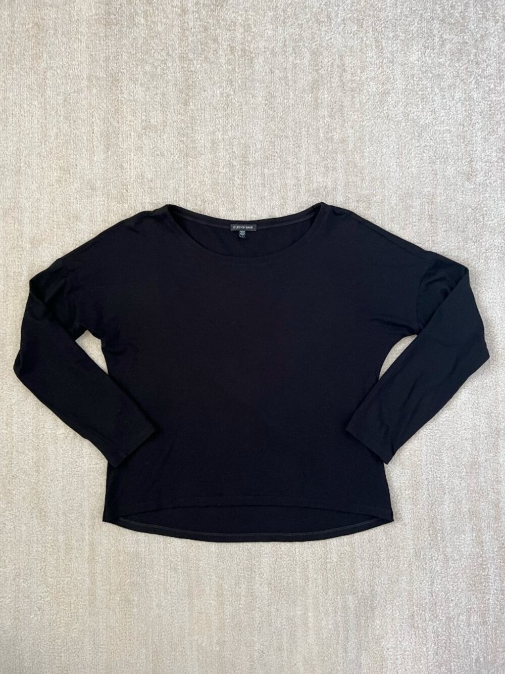 Eileen Fisher Black Long Sleeve Knit Top L